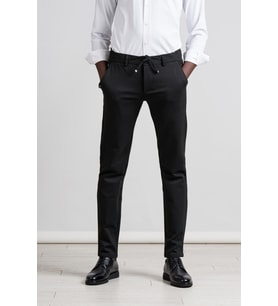 Perpant Slimfit Beli Lastikli Ve İplikli Kışlık Kumaş Likralı Jogger Pantolon (Siyah)