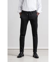 Perpant Slimfit Beli Lastikli Ve İplikli Kışlık Kumaş Likralı Jogger Pantolon (Siyah)