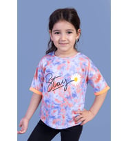 Toontoy Kız Çocuk Batik Desenli Baskılı Tişört (Turuncu)