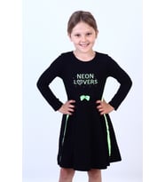 Toontoy Kız Çocuk Neon Lover Nakışlı Elbise (Siyah)