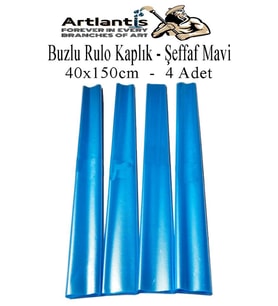 Buzlu Rulo Şeffaf Kaplık 4 Adet 40x150 cm Defter Kitap Kaplığı Okul Öğrenci Rulo Kaplık (Mavi)