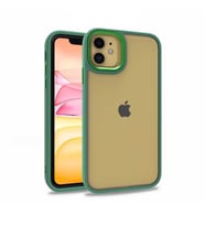 Uyumlu Model Apple iPhone 11 Kılıf Kamera Nikelaj Kenar Renkli Kapak (Yeşil)