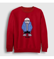 Presmono Unisex Beyaz Blue Coat Sans Undertale Sweatshirt 31835tt (Kırmızı)