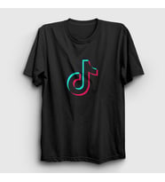 Presmono Unisex Beyaz Logo Sosyal Medya Tiktok T-Shirt 485850tt (Siyah)