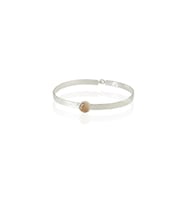 Kadir Jewellery 925 Ayar Gümüş Kaplama El İşçiliği Zirkon Taşlı Kadın Kelepçe Bilezik (Turuncu)