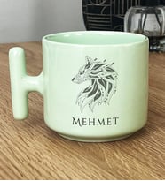 Kişiye Özel Etnik Kurt Hediye Pastel T Kupa Babaya Sevgiliye Hediye (Yeşil)