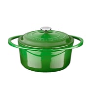 Lava Döküm Yuvarlak Tencere Döküm Demir Kapak Heritage Serisi Çap(Ø)20cm (Yeşil)