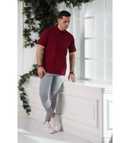 WOOLEN WORLD KLASİK KALIP POLO YAKA CEPLİ MERSERİZE ERKEK T-SHİRT (Bordo)