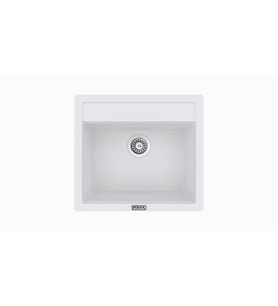 POLEX Cristalüx Granit Eviye P-08 Tezgah Altı Ve Tezgah Üstü Kare Mutfak Evyesi 55,5x50cm (Beyaz)