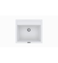 POLEX Cristalüx Granit Eviye P-08 Tezgah Altı Ve Tezgah Üstü Kare Mutfak Evyesi 55,5x50cm (Beyaz)
