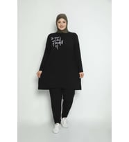 Vishenka Kadın Baskılı Dokuma Viskon Tesettür Takım (Siyah)
