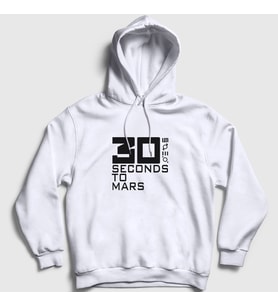 Presmono Unisex Gri Cover 30 Seconds To Mars Kapüşonlu Sweatshirt 377588tt (Beyaz)