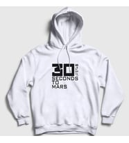Presmono Unisex Gri Cover 30 Seconds To Mars Kapüşonlu Sweatshirt 377588tt (Beyaz)