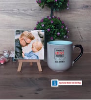 En İyi Baba Fotoğraflı Dekoratif Taş, Kupa Bardak Beyaz Hediye Babaya Doğum Günü Hediyesi (Model 10)
