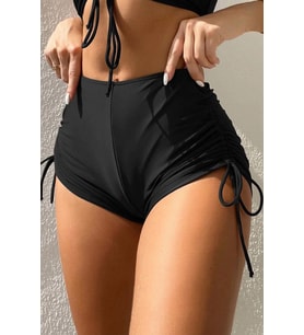 Angelsin Özel tasarım Büzgü Detaylı Bikini Altı (Siyah)