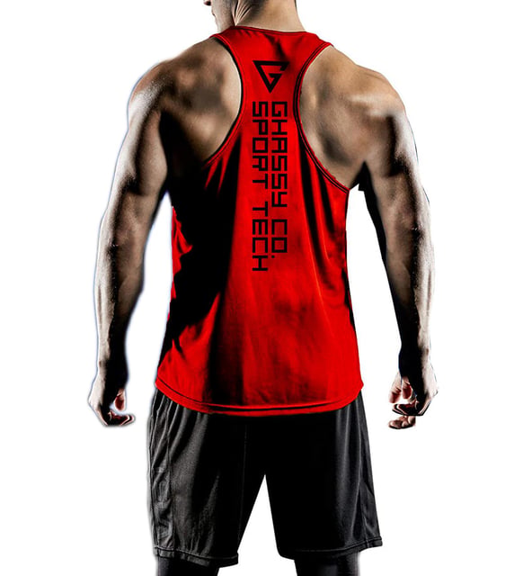 Ghassy Co. Erkek Dry Fit Y-Back Gym Fitness Sporcu Atleti GYM-101 (Kırmızı)