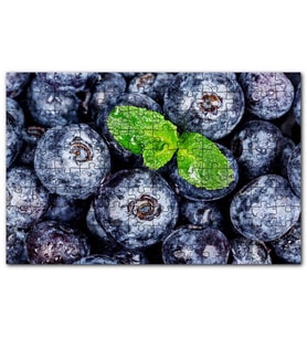 Cakapuzzle Yabanmersini Meyve Nane Yaprağı Su Damlalar Puzzle Yapboz MDF (Ahşap) (1000 Parça)