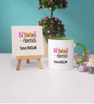 Biyoloji Mühendisi Kupa Bardak Lacivert Dekoratif Taş Baskı (Model 7)