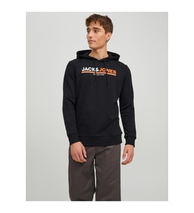 Jack & Jones Erkek Fit Kapüşonlu Sweatshirt Frederik - 12219814-02 (Siyah)