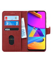 Microsonic Samsung Galaxy M10s Kılıf Fabric Book Wallet (Gri)