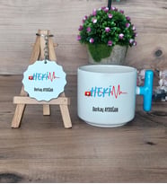 Hekim Hediye Seti Kupa Bardak T Kulplu ve Anahtarlık Doktora Tıp Bayramı Hediyesi (Model 3)