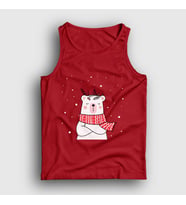 Presmono Unisex Sarı Polar Bear Kutup Ayısı Yılbaşı Atlet 270598tt (Kırmızı)