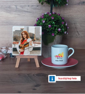 Müzik Öğretmeni Fotoğraflı Dekoratif Taş, Ahşap Altlıklı Türk Kahvesi Fincanı Hediye Öğretmenler Günü Hediyesi (Model 6)