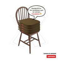 XPERMATE 4'lü StandartFit Oval Sandalye Minderi Fermuarlı Yıkanabilir Kılıf Bağcıklı Su ve Yağ İtici 42x42x5 cm (Kahverengi)