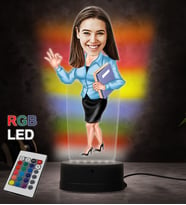 Doğum Günü Hediyesi,Sevgiliye Hediye, Kişiye Özel Fotoğraflı Müdür Karikatür 3D Led Lamba (RGB)