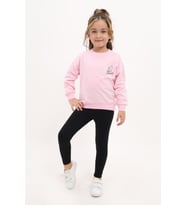 Toontoy Kız Çocuk Always Kalp Nakışlı Taytlı Takım (Açık Pembe)