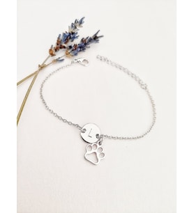 Kişiye Özel 925 Ayar Gümüş Pati Harf Charm Bileklik (Gümüş)