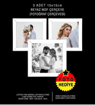 3 Adet 15x15 Çerçeve - Mdf Çerçeve - Kare Fotoğraf Çerçevesi (Beyaz)