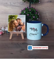 Eşe Hediye Mrs Fotoğraflı Dekoratif Taş, Kupa Bardak Beyaz Hediye Yıl Dönümü Hediyesi (Model 3)