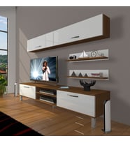 Decoraktiv Eko 5 Slm Dvd Krom Ayaklı Tv Ünitesi Tv Sehpası (Beyaz - Kahverengi)