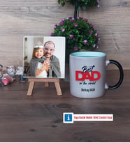 Babaya Hediye Fotoğraflı Dekoratif Taş, Kupa Bardak Beyaz Hediye Babaya Doğum Günü Hediyesi (Model 9)