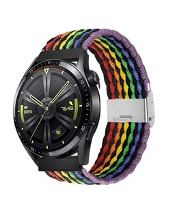 Sneezy Huawei Watch Gt4 46mm İle Uyumlu 22mm Metal Klips Solo Fiberlink Örgü Kordon (Desenli Siyah)