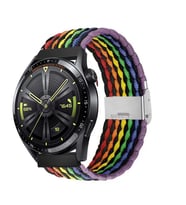 Sneezy Huawei Watch Gt4 46mm İle Uyumlu 22mm Metal Klips Solo Fiberlink Örgü Kordon (Desenli Siyah)