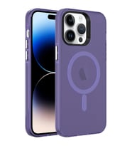 Apple iPhone 14 Pro Kılıf Zore Magsafe Şarj Özellikli Buzlu Transparan C-Pro Sert Kılıf (Koyu Mor)