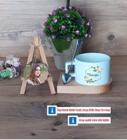 Doğum Günü Hediyesi Kupa Bardak Beyaz ve Fotoğraflı Ahşap Anahtarlık Hediye (Model 8)