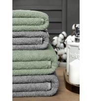 4 lü Banyo Havlusu Takımı Soft Büyük Havlulu Pamuklu Havlu Seti 90X150 Cm Gri (Yeşil)