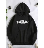 Baseball Baskılı Oversize Sweatshirt (Siyah)