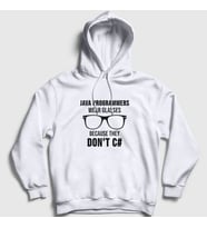 Presmono Unisex Beyaz Glasses Developer Yazılımcı Kapüşonlu Sweatshirt 334042tt (Beyaz)