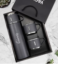 Özel Kutusunda 3 Bardaklı 500 ML Çelik Termos Seti (Gri)