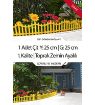 Dekoratif Plastik Bahçe Çiti ve Peyzaj Çiti 1 ADET ÇİT (Y: 25 CM / G: 25 CM) TOPRAK AYAKLI (Sarı)