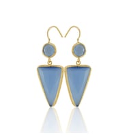 Kadir Jewellery 22 Ayar Altın Kaplama Kadın Sallantılı Küpe -El İşçiliği Ve Hipoalerjenik Küpe (Gece Mavisi)