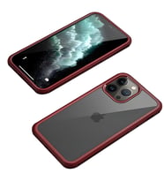 iPhone 12 Pro Max Kılıf Dor Silikon Temperli Cam Kapak (Kırmızı)
