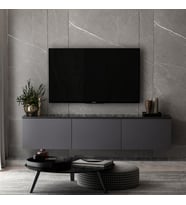 Neon Duvara Monte 3 Kapaklı TV Sehpası – 160 cm – Minimal Tasarım, Antrasit