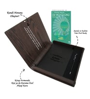 Kişiye Özel Kitap Ajanda Kalem Seti (Kitap Formunda Ahşap Kutulu) (Model 4)