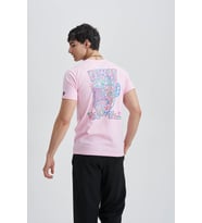 Face Of Niho Erkek Baskı T-Shirt (Pembe)