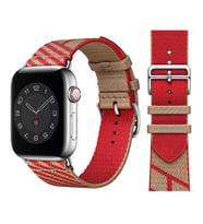 Uyumlu Model Apple Watch 7 8 45mm Kordon Hermes Simple Tour Jumping (Gri - Siyah - Beyaz)